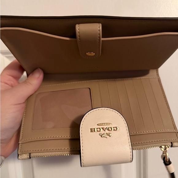 Coach Tan Wallet with Pink Floral Design - Picture 3 of 5